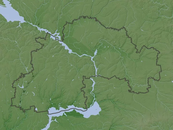 Dnipropetrovs Ukraine Elevation Kort Farvet Wiki Stil Med Søer Floder - Stock-foto