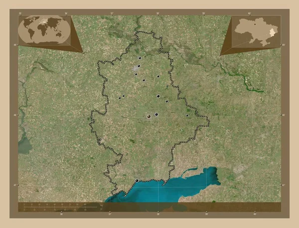 Donets Region Ukrainy Niska Rozdzielczość Satelity Lokalizacje Dużych Miast Regionu — Zdjęcie stockowe