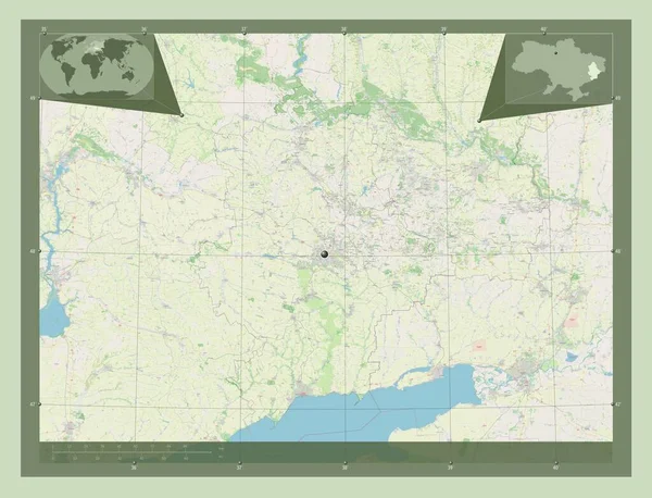 Donezk Region Der Ukraine Open Street Map Eck Zusatzstandortkarten — Stockfoto