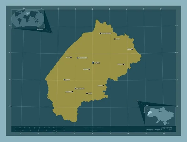 Viv Región Ucrania Forma Color Sólido Ubicaciones Nombres Las Principales — Foto de Stock
