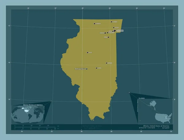Illinois Stato Degli Stati Uniti America Forma Tinta Unita Località — Foto Stock