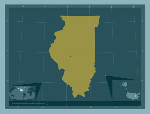 Illinois Verenigde Staten Van Amerika Stevige Kleurvorm Hulplocatiekaarten Hoek — Stockfoto