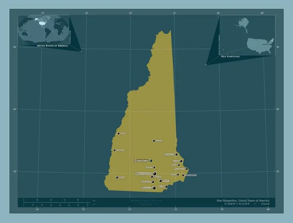 New Hampshire Verenigde Staten Van Amerika Stevige Kleurvorm Locaties Namen — Stockfoto