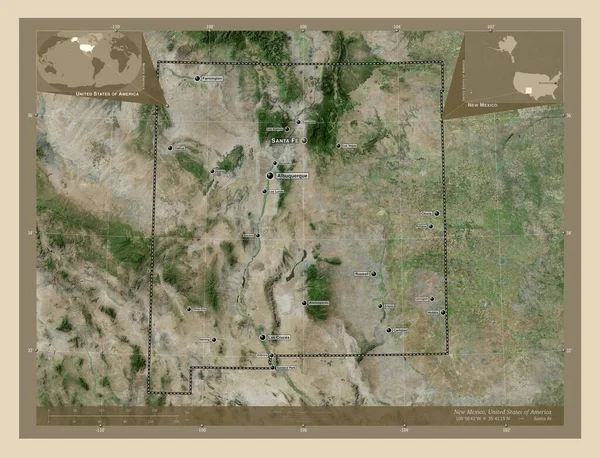 Nowy Meksyk Stan Stany Zjednoczone Ameryki Mapa Satelity Wysokiej Rozdzielczości — Zdjęcie stockowe