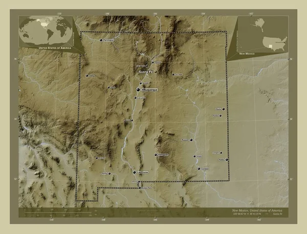 Νέο Μεξικό Πολιτεία Ηνωμένων Πολιτειών Της Αμερικής Υψόμετρο Χάρτη Χρωματισμένο — Φωτογραφία Αρχείου