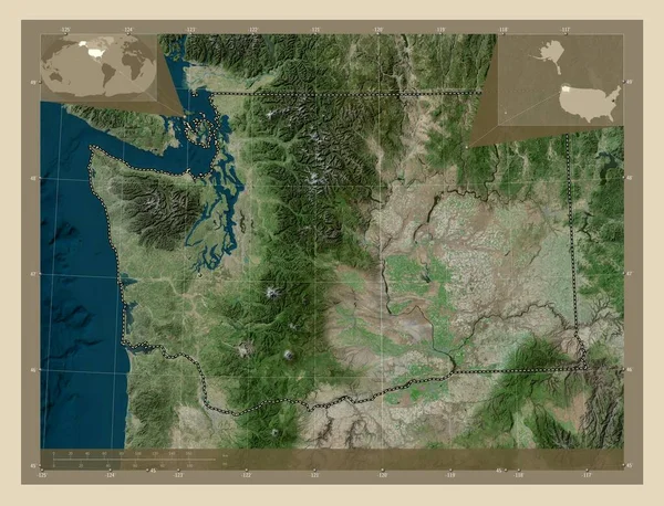 Washington State United States America High Resolution Satellite Map Corner — Stock Photo, Image