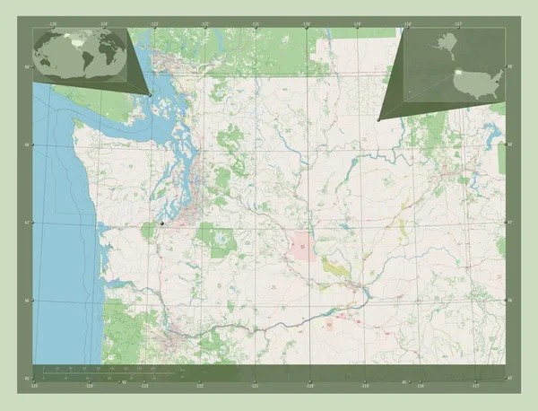 Вашингтон Штат Сполучених Штатів Америки Відкрита Карта Вулиць Кутові Допоміжні — стокове фото