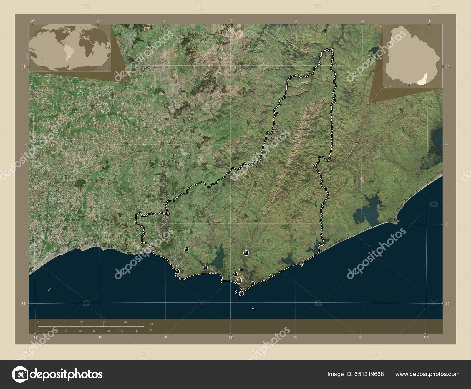 Maldonado Department Uruguay High Resolution Satellite Map Locations