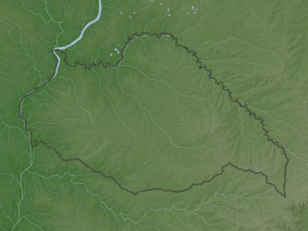 Artigas Departament Urugwaju Mapa Wzniesień Kolorowa Stylu Wiki Jeziorami Rzekami — Zdjęcie stockowe