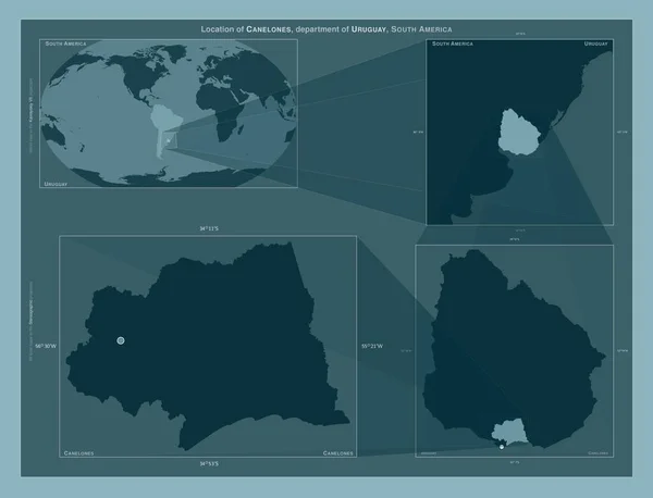 Canelones Відділ Уругваю Діаграма Показує Розташування Регіону Мапах Великого Масштабу — стокове фото