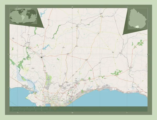卡内隆 乌拉圭省 开放街道地图 角辅助位置图 — 图库照片
