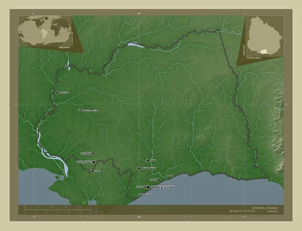 Canelones Відділ Уругваю Висота Карти Забарвлена Вікі Стилі Озерами Річками — стокове фото