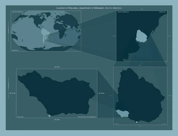 Colonia Departamento Uruguay Diagrama Que Muestra Ubicación Región Mapas Gran —  Fotos de Stock