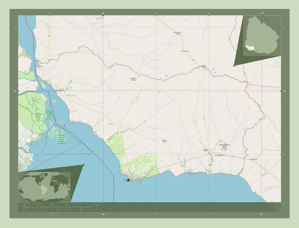 科洛尼亚 乌拉圭省 开放街道地图 角辅助位置图 — 图库照片