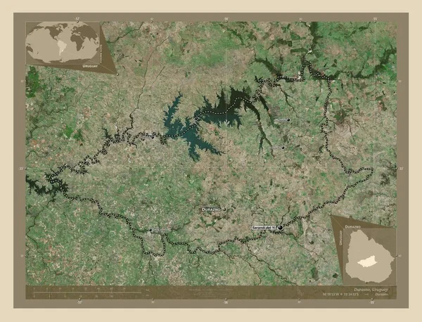 Дуразно Уругвай Спутниковая Карта Высокого Разрешения Места Названия Крупных Городов — стоковое фото
