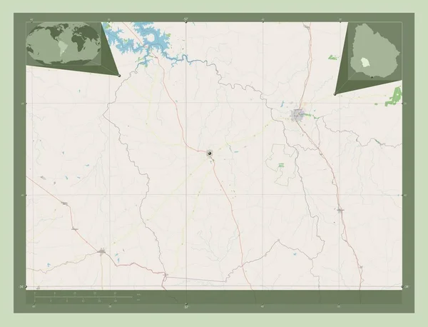 Флорес Департамент Уругвая Карта Улиц Вспомогательные Карты Расположения Углов — стоковое фото