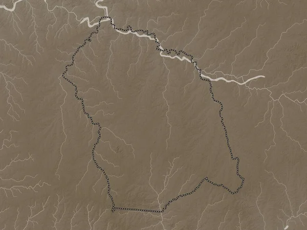 Флорес Департамент Уругвая Карта Высот Окрашенная Сепиевые Тона Озерами Реками — стоковое фото