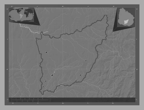 Florida Departamento Uruguay Mapa Elevación Bilevel Con Lagos Ríos Ubicaciones —  Fotos de Stock