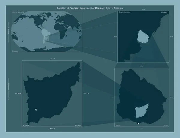 Florida Departamento Uruguay Diagrama Que Muestra Ubicación Región Mapas Gran — Foto de Stock