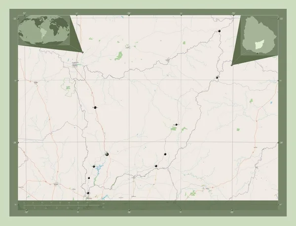 Флорида Департамент Уругвая Карта Улиц Места Расположения Крупных Городов Области — стоковое фото