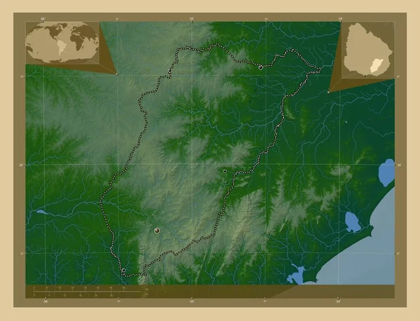 Lavalleja Oddělení Uruguaye Barevná Mapa Jezery Řekami Umístění Velkých Měst — Stock fotografie