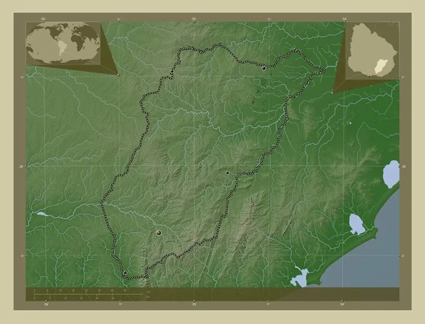 Lavalleja Departament Urugwaju Mapa Wzniesień Kolorowa Stylu Wiki Jeziorami Rzekami — Zdjęcie stockowe