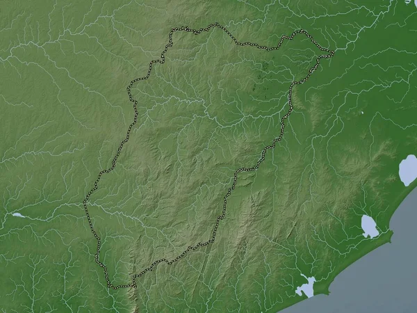 Lavalleja Departament Urugwaju Mapa Wzniesień Kolorowa Stylu Wiki Jeziorami Rzekami — Zdjęcie stockowe