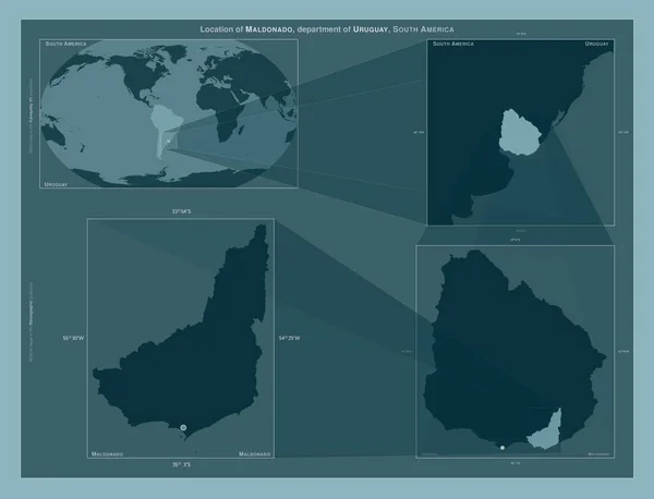 Maldonado Departamento Uruguay Diagrama Que Muestra Ubicación Región Mapas Gran — Foto de Stock