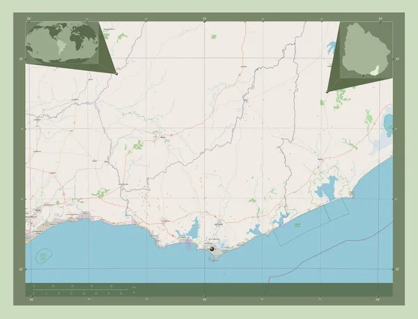 Μαλντονάντο Τμήμα Ουρουγουάης Χάρτης Του Δρόμου Γωνιακοί Χάρτες Βοηθητικής Θέσης — Φωτογραφία Αρχείου