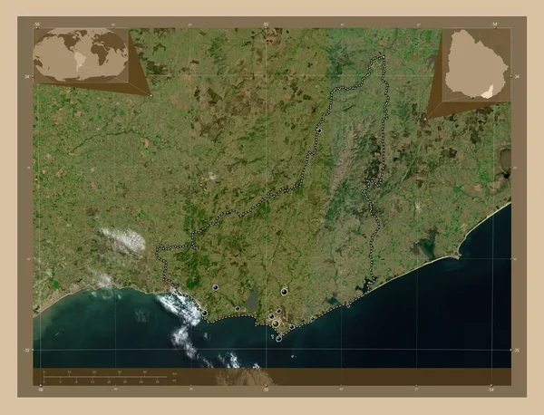 Мальдонадо Департамент Уругвая Карта Спутника Низкого Разрешения Места Расположения Крупных — стоковое фото