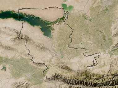 Jizzakh, Özbekistan bölgesi. Düşük çözünürlüklü uydu haritası