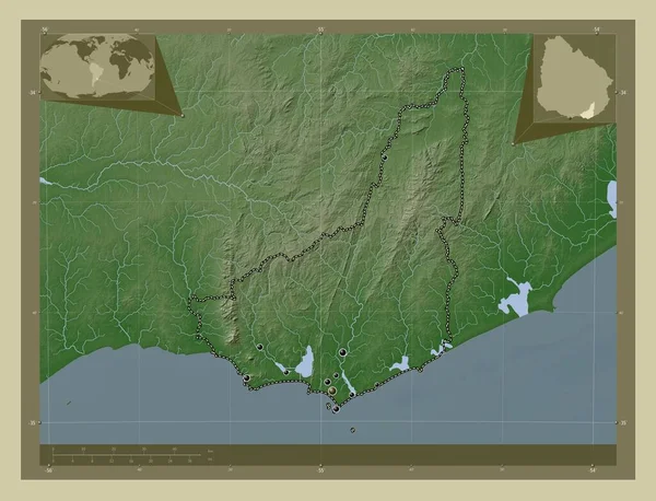 Maldonado Department Uruguay Elevation Map Colored Wiki Style Lakes Rivers — Stock Photo, Image