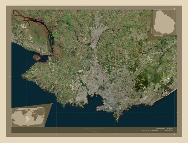 Montevideo Departement Uruguay Hochauflösende Satellitenkarte Orte Und Namen Der Wichtigsten — Stockfoto