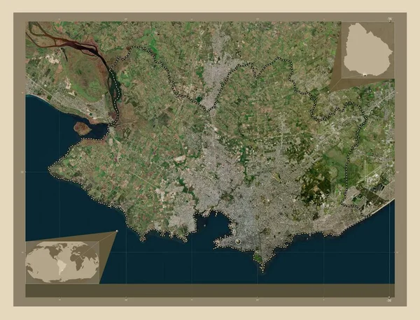 Montevideo Från Uruguay Högupplöst Satellitkarta Platser För Större Städer Regionen — Stockfoto