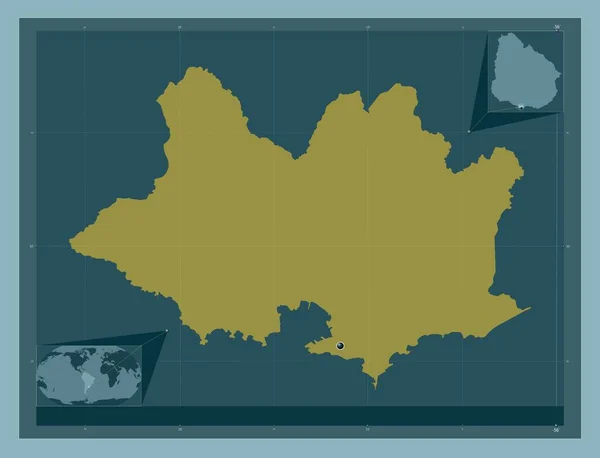 Μοντεβιδέο Τμήμα Ουρουγουάης Ατόφιο Χρώμα Γωνιακοί Χάρτες Βοηθητικής Θέσης — Φωτογραφία Αρχείου