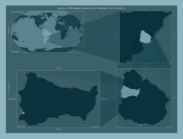 Пайсанду Департамент Уругваю Діаграма Показує Розташування Регіону Мапах Великого Масштабу — стокове фото
