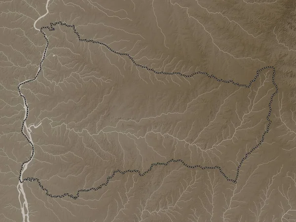 Пайсанду Департамент Уругвая Карта Высот Окрашенная Сепиевые Тона Озерами Реками — стоковое фото