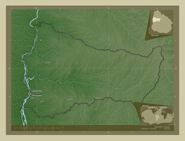 Пайсанду Департамент Уругваю Висота Карти Забарвлена Вікі Стилі Озерами Річками — стокове фото