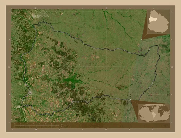 Пайсанду Департамент Уругвая Карта Спутника Низкого Разрешения Вспомогательные Карты Расположения — стоковое фото
