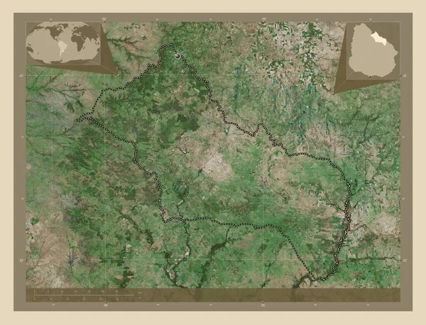 Ривера Департамент Уругвая Спутниковая Карта Высокого Разрешения Вспомогательные Карты Расположения — стоковое фото