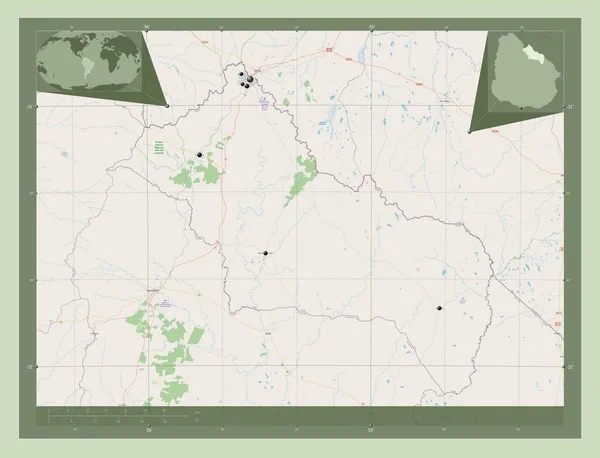 Rivera Departament Urugwaju Otwórz Mapę Ulic Lokalizacje Dużych Miast Regionu — Zdjęcie stockowe