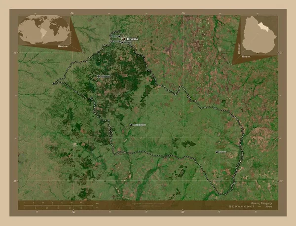 Ривера Департамент Уругвая Карта Спутника Низкого Разрешения Места Названия Крупных — стоковое фото