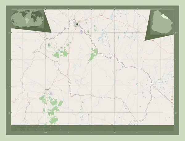Рівера Департамент Уругваю Відкрита Карта Вулиць Кутові Допоміжні Карти Місцезнаходження — стокове фото