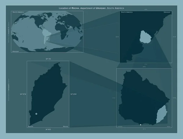 Rocha Departamento Uruguay Diagrama Que Muestra Ubicación Región Mapas Gran —  Fotos de Stock