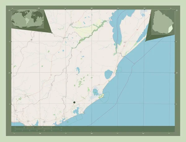 Rocha Departamento Uruguai Abrir Mapa Rua Mapa Localização Auxiliar Canto — Fotografia de Stock
