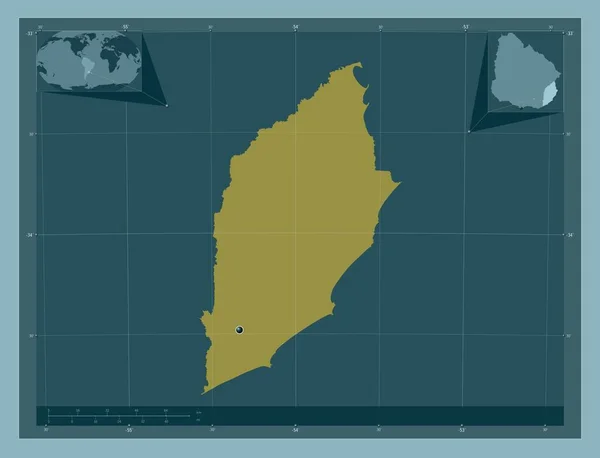 Rocha Departamento Uruguai Forma Cor Sólida Mapa Localização Auxiliar Canto — Fotografia de Stock