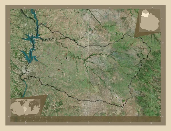 Salto Departament Urugwaju Mapa Satelity Wysokiej Rozdzielczości Lokalizacje Dużych Miast — Zdjęcie stockowe