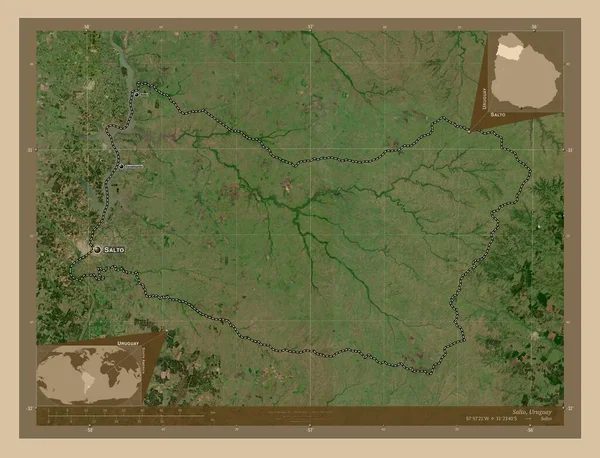 Salto Dipartimento Dell Uruguay Mappa Satellitare Bassa Risoluzione Località Nomi — Foto Stock