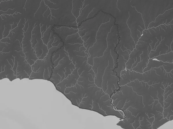 San Jose Departement Uruguay Graustufen Höhenkarte Mit Seen Und Flüssen — Stockfoto