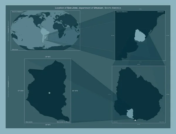 산호세 우루과이 도표는 규모의 지도에서 지역의 위치를 줍니다 프레임 Png — 스톡 사진